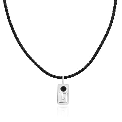 925 sterling silver Marajoara necklace featuring geometric shapes and a black onyx gemstone in the center