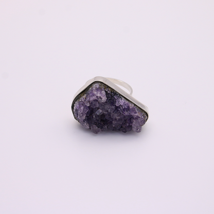 Amethyst ring in a white background